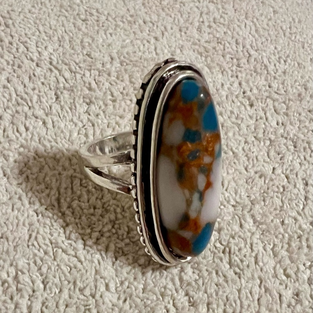 Silver and Multicolor Stone Ring